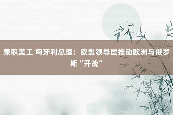 兼职美工 匈牙利总理：欧盟领导层推动欧洲与俄罗斯“开战”