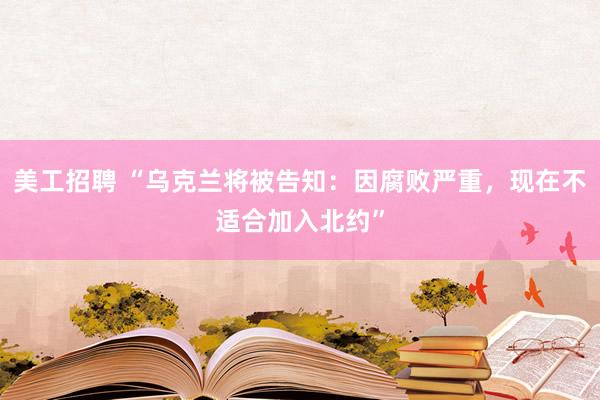 美工招聘 “乌克兰将被告知：因腐败严重，现在不适合加入北约”