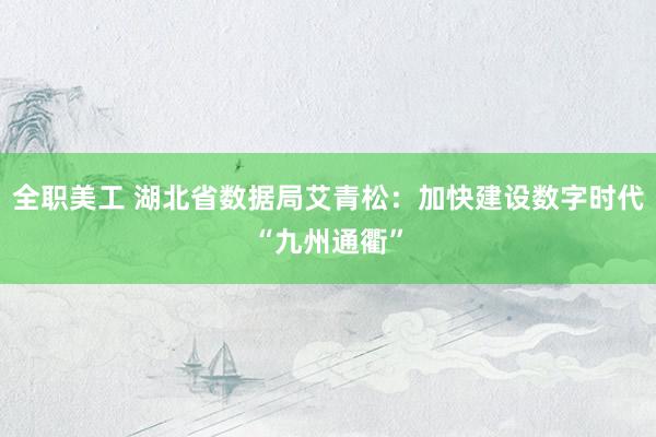 全职美工 湖北省数据局艾青松：加快建设数字时代“九州通衢”